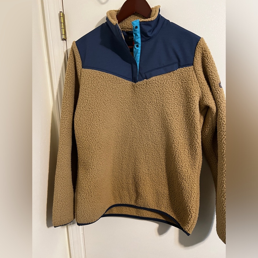 Spyder Women's Vista Sherpa Fleece | Tan/Blue | Size Large